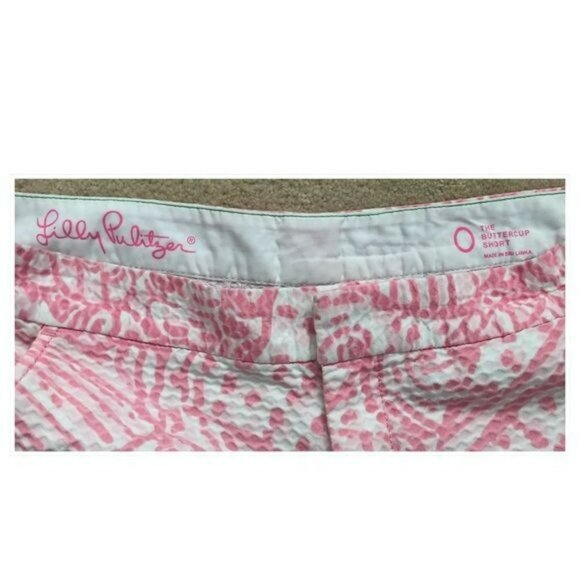 Lilly Pulitzer The Buttercup Pink/White Textured 5" inseam Women's Shorts Size 0 - Picture 3 of 4